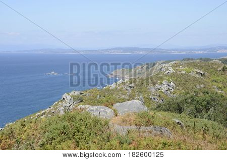 Overlook of the coast from the Mountain of Facho in Cangas in the province of Pontevedra Galicia Spain.