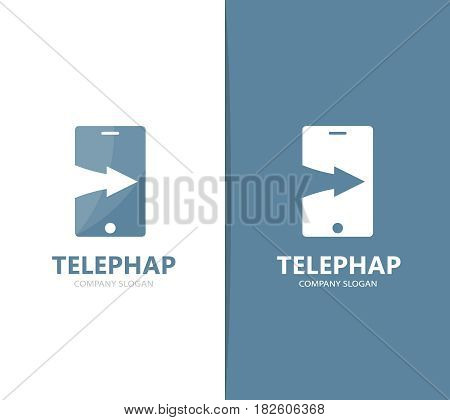 Vector of phone and arrow up logo combination. Mobile and growth symbol or icon. Unique social and device logotype design template.