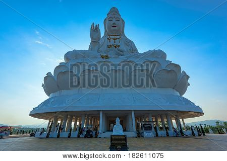 Wat Huai Pla Kung (Temple) in Chiang Rai,Thailand.APR 20,2017 Wat Huai Pla Kung temple the pagoda in Chinese style in Chiangrai province of Thailand.well known worldwide. Opened on 19 November 2005