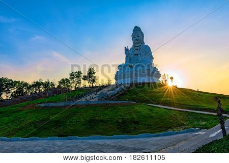 Wat Huai Pla Kung (Temple) in Chiang Rai,Thailand.APR 20,2017 Wat Huai Pla Kung temple the pagoda in Chinese style in Chiangrai province of Thailand.well known worldwide. Opened on 19 November 2005