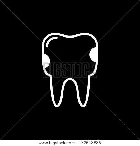 Tooth caries vector line icon isolated on black background. Tooth caries line icon for infographic, website or app. Eps 10