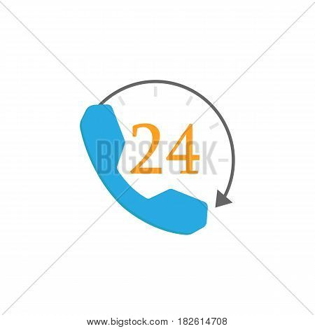Full time call services flat icon, business, help and support sign, a colorful solid pattern on a white background, eps 10.