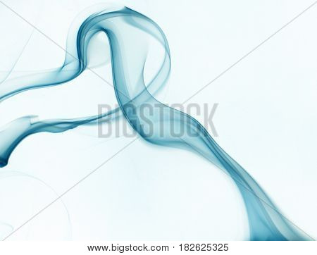 Blue cloudy smoke on white background. abstract