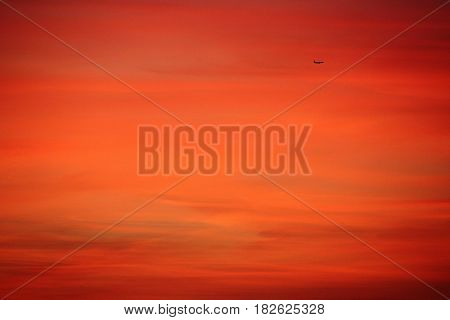 Red dramatic sky. Color beauty sunset. panorama