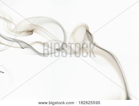 Black cloudy smoke on white background. abstract