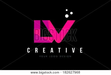 Lv L V Letter Logo With Purple Low Poly Pink Triangles Concept