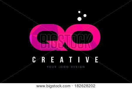 Qo Q O Letter Logo With Purple Low Poly Pink Triangles Concept