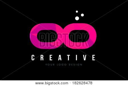 Oo O Letter Logo With Purple Low Poly Pink Triangles Concept