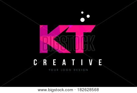 Kt K T Letter Logo With Purple Low Poly Pink Triangles Concept