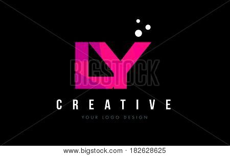 Ly L Y Letter Logo With Purple Low Poly Pink Triangles Concept