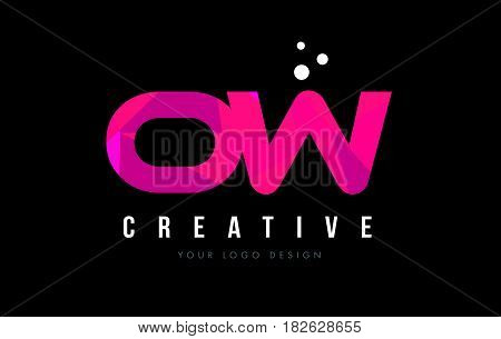 Ow O W Letter Logo With Purple Low Poly Pink Triangles Concept