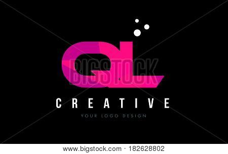 Ql Q L Letter Logo With Purple Low Poly Pink Triangles Concept