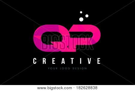 Qp Q P Letter Logo With Purple Low Poly Pink Triangles Concept