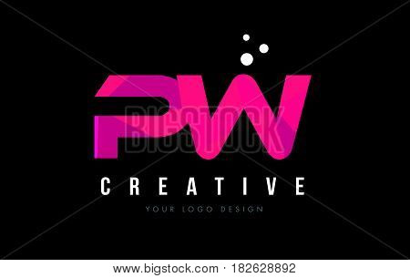 Pw P W Letter Logo With Purple Low Poly Pink Triangles Concept
