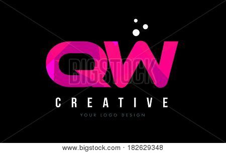 Qw Q W Letter Logo With Purple Low Poly Pink Triangles Concept