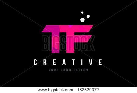 Tf T F Letter Logo With Purple Low Poly Pink Triangles Concept