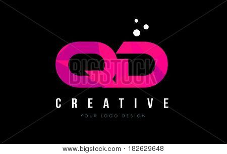 Qd Q D Letter Logo With Purple Low Poly Pink Triangles Concept