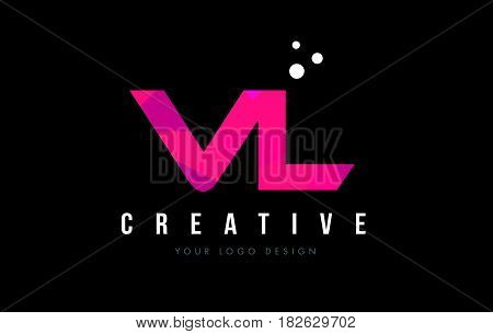 Vl V L Letter Logo With Purple Low Poly Pink Triangles Concept