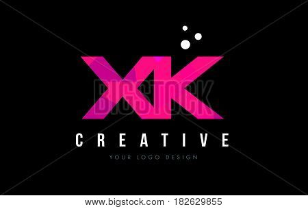 Xk X K Letter Logo With Purple Low Poly Pink Triangles Concept