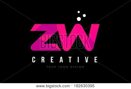 Zw Z W Letter Logo With Purple Low Poly Pink Triangles Concept