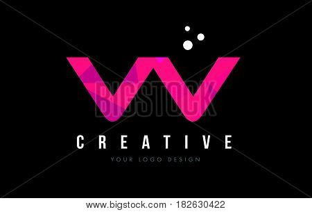 Vv V Letter Logo With Purple Low Poly Pink Triangles Concept