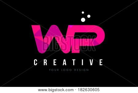 Wp W P Letter Logo With Purple Low Poly Pink Triangles Concept