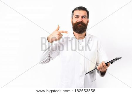 Bearded Brutal Caucasian Doctor Or Postgraduate Student