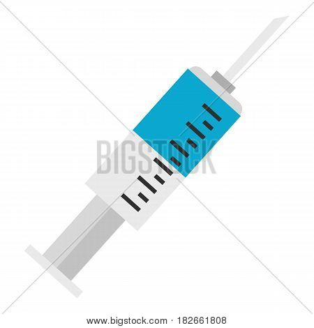 Syringe for injection with needle icon flat isolated on white background vector illustration