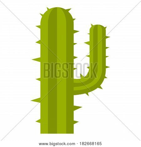 Green mexican cactus icon flat isolated on white background vector illustration