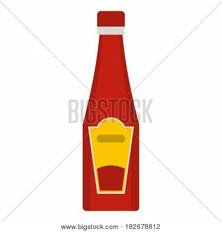 Traditional tomato ketchup bottle icon flat isolated on white background vector illustration