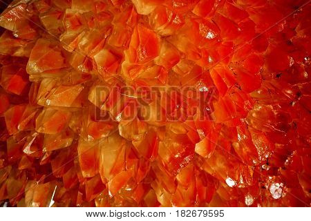 Geode red crystals mineral color texture - detail.