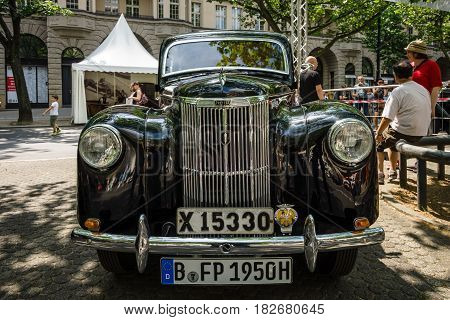 BERLIN - JUNE 05 2016: Vintage car Ford Prefect (E493A) a British cars which was produced by Ford UK. Classic Days Berlin 2016.
