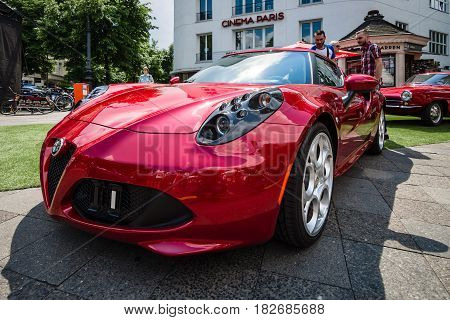 BERLIN - JUNE 05 2016: Sports car Alfa Romeo 4C (Type 960) since 2014. Classic Days Berlin 2016.