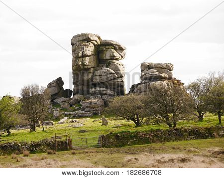 Vixen Tor rocks on Dartmoor, Devon, England