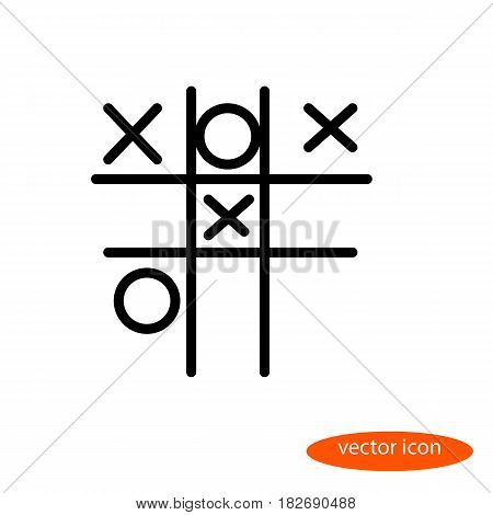 Simple vector linear image of a child street play crosses - zeros line icon flat style.