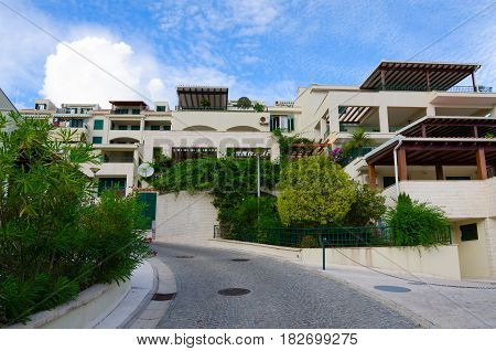 HERCEG NOVI MONTENEGRO - SEPTEMBER 25 2015: Beautiful view of street in popular resort town of Herceg Novi Montenegro