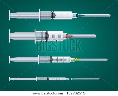 Vector illustration of the set of different syringes
