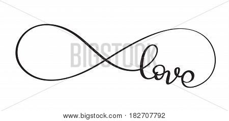 Love word In the sign of infinity. Vector calligraphy and lettering EPS10.