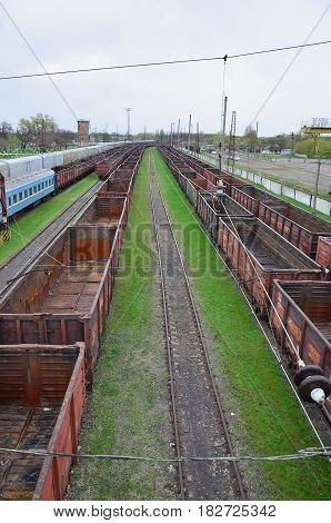 A Huge Number Empty Freight Cars Are In The Pavlograd Railway Depot