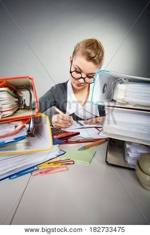 Busy Clerk During Work.