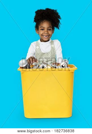 African Descent Girl holding Plastic Container