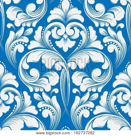 Vector damask seamless pattern element. Classical luxury old fashioned damask ornament, royal victorian seamless texture for wallpapers, textile, wrapping. Exquisite floral baroque template.