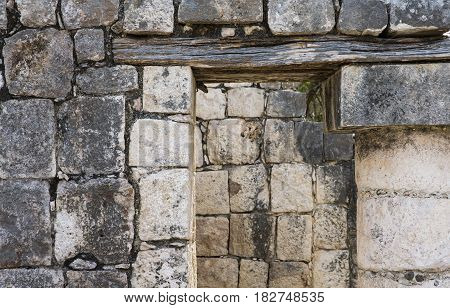 Old Mayan Symbol Gravings In Stone At Chichen Itza Mexico
