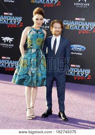 Seth Green and Clare Grant at the Los Angeles premiere of 'Guardians Of The Galaxy Vol. 2' held at the Dolby Theatre in Hollywood, USA on April 19, 2017.