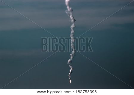 The missile system fly on city at sky
