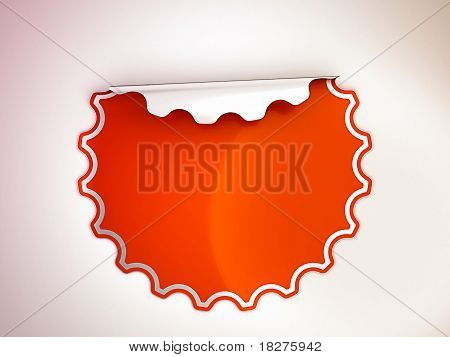 Rotondo rosso piegato adesivo o etichetta