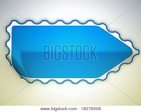 Frastagliati adesivo blu piegato o etichetta