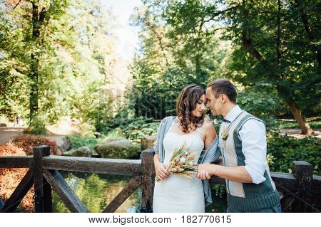 Happy Couple Walking In Summer Park