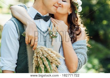 Happy Couple Walking In Summer Park