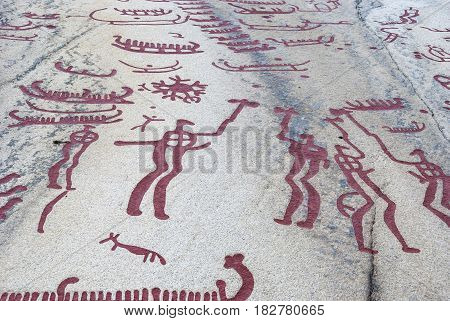 Historic rock carvings in Tanum Sweden, world heritage site